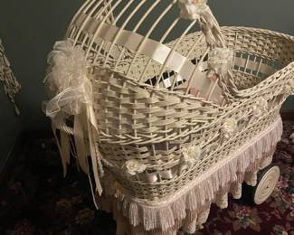 Vintage Wicker Baby Bassinet 