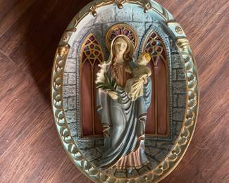 Bradford Exchange Blessed Mother 3-D Oval Plate Wall Hanging Limited Edition -  Set of 10 -
