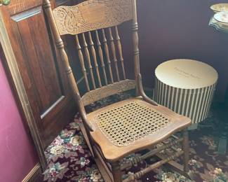 Antique Wood Rocking Chair with Cane Seat