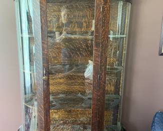 Vintage Curved Galss Curio Cabinet