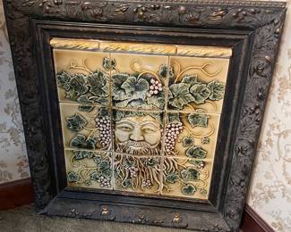 Bacchus Greenman Wall Hanging Gothic Grape Sculpture Yellow Green Purple Renaissance Myth Winery Vineyard Patio Decor
