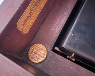 Antique Vintage Edison Phonograph Record Player Cabinet - Includes Records - In Working Condition -