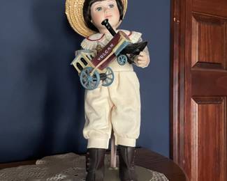 Jan Hagara Perry Porcelain Doll with His Train