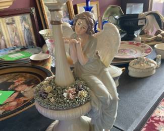 Vintage O’ Well Porcelain Angel Fountain Dove