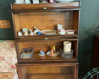 Antique 3-Tier Oak Barrister Lawyers Bookcase Macey 