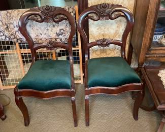 Pair of Victorian Carved Mahogany Dining Chairs 