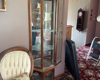 Corner Glass Curio Display Cabinet - Set of 2-