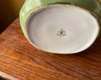 Limoges France Biscuit Cookie Jar with Lid Floral 