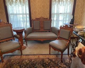 Antique Victorian Carved Solid Wooden Furniture Set