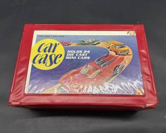 Vintage Plastic Car Case w/ Cars, as pictured