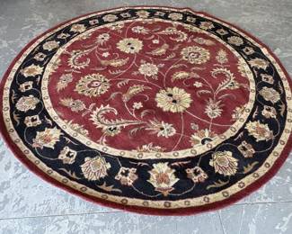 Round Red & Black Oriental Area Rug