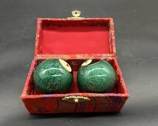 Pair Asian Baoding Balls in Red Case