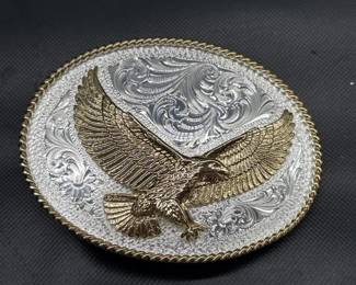Montana Silversmiths Silver Tone Eagle Belt Buckle