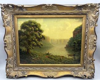 Bluffs Along the Water in Ornate Gold Frame