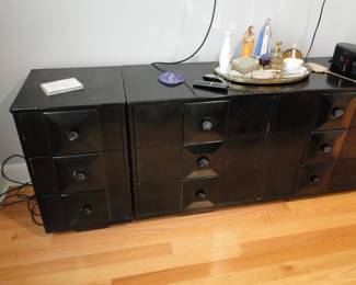 This is three pieces 4 end tables in all and center dresser. End tables are 18x19x31. Dresser is 56x19x31. Marked French and Heald made in New Hampshire.