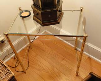 Glass/brass table