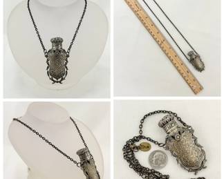 Vintage Zad chatelaine or perfume flask pendant necklace