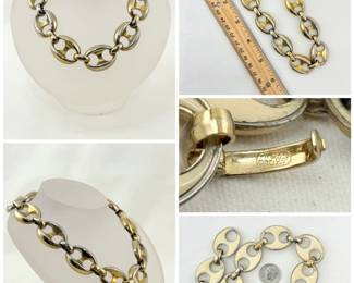 Vintage 1970s Christian Dior Germany chunky gold tone curb link choker necklace