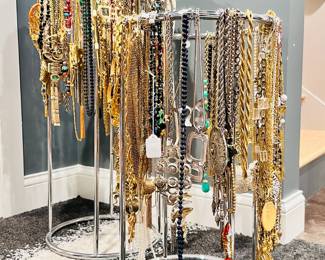 And remember, lots of great vintage costume jewelry at this Winnetka estate sale! Shown here, just some of the necklaces.