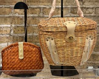 Closeup of some of the vintage handbags available