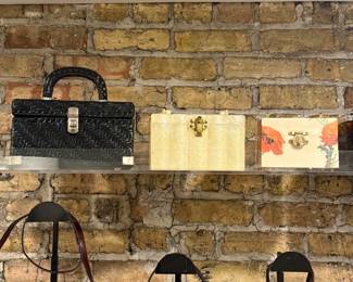 Closeup of some of the vintage handbags available