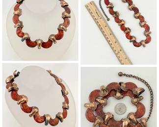 Vintage mid century modern copper necklace, probably Matisse / Renoir company