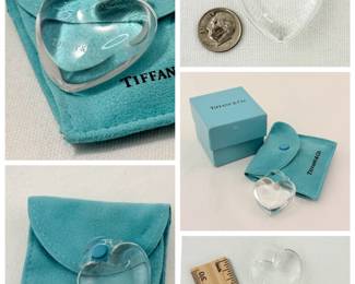 Tiffany & Co. crystal heart ornament with original box and pouch