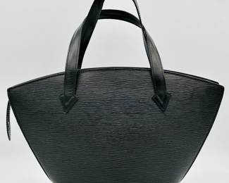 Another look at the vintage Louis Vuitton black Epi leather Saint Jacques handbag. Authenticated with Entrupy.