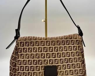 Another view of FENDI Mamma Bucket Zucchino Handbag One Shoulder Brown Canvas Leather