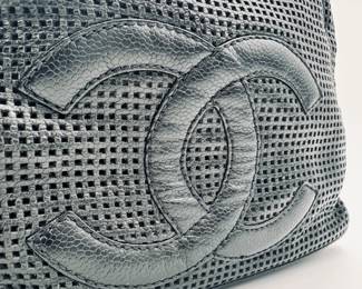 Chanel perforated CC bowler bag, caviar leather; authenticated by Entrupy