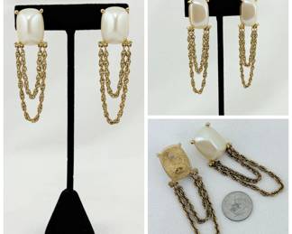Givenchy faux pearl gold chain dangle earrings