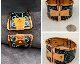 Brilliant bold copper and enamel cuff bracelet