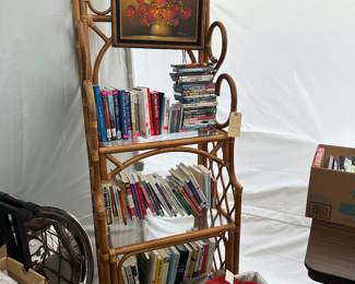 Rattan baker’s rack style shelf