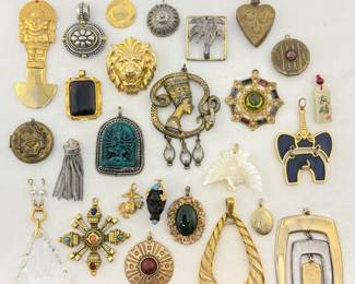 Eye catching pendants - some gold plated, and by Lisner, Sarah Cov, MJ, and Rosenfeld for Florenza