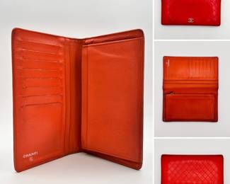 More views of the CHANEL diamond stitch red leather wallet in original packaging, authenticated by Entrupy