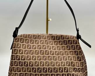 Another view of FENDI Mamma Bucket Zucchino Handbag One Shoulder Brown Canvas Leather