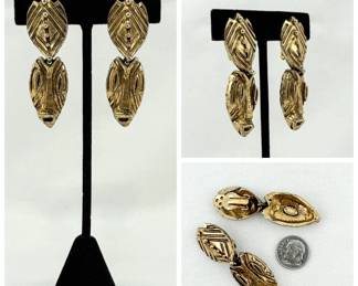 Pair of Erwin Pearl gold tone clip earrings, vintage costume jewelry
