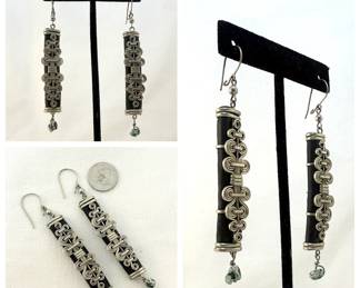 A striking pair of silver scrollwork earrings, Balinese or perhaps Thai origin