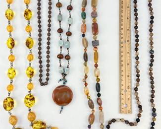 A variety of beaded necklaces