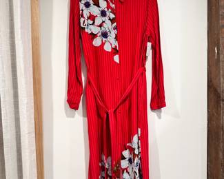 BL^NK LONDON dress red floral stripe, size Small, CUDREY Anthropologie NEW NWT