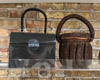 Closeup of some of the vintage handbags available