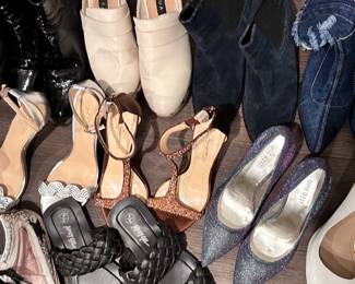 Vintage women's shoes, strappy sandals, clogs, booties