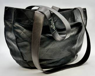 Chanel Boutique black leather tote bag