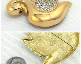 Vintage Givenchy Pavé Swan Pin Figural Brooch