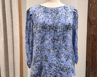 Nanette Lepore blue floral pattern long sleeve shirt, size M