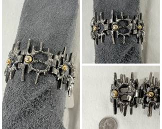 Robert Larin brutalist openwork bracelet – bronze spheres