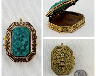 A vintage solid perfume pendant locket by Mary Chess