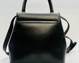 Another look at the Salvatore Ferragamo 2WAY Bag Shoulder Handbag, black leather with gold hardware; authenticated with Entrupy.