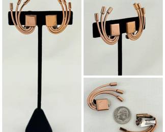 Vintage 1950s - 1960s signed RENOIR copper clip 'Climber' earrings - mid century modernist art from the Renoir company, founded in 1946 in Hollywood.