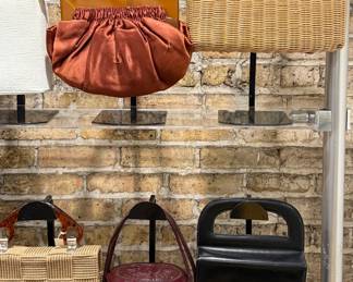 Closeup of some of the vintage handbags available